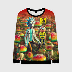 Свитшот мужской Рик и Морти заблудились в мухоморном поле, цвет: 3D-черный