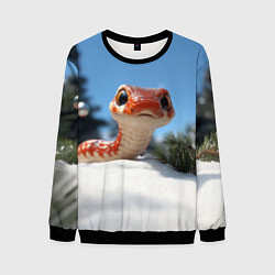 Мужской свитшот Удивленная новогодняя змейка