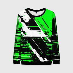 Мужской свитшот Diagonal black and white stripes on a green backgr