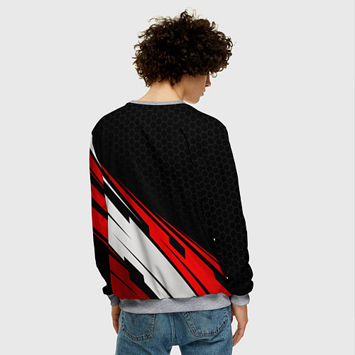 Мужской свитшот Lixiang - красная абстракция / 3D-Меланж – фото 4