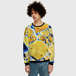 Свитшот мужской Жёлто-синяя абстракция, цвет: 3D-черный — фото 2