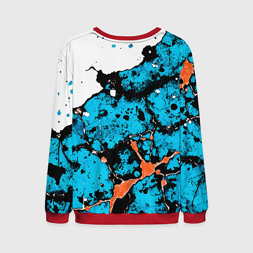 Мужской свитшот Оранжево-голубая абстракция на белом фоне / 3D-Красный – фото 2