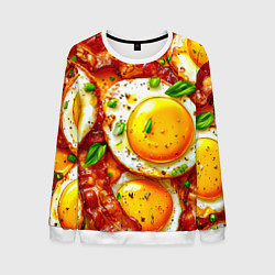 Свитшот мужской Яичница с беконом, цвет: 3D-белый