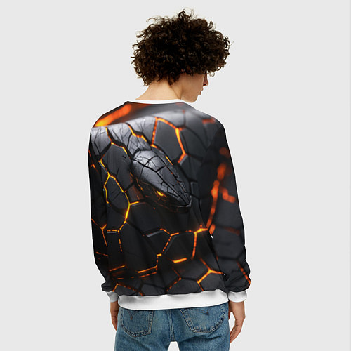 Мужской свитшот Металлическая неоновая змея / 3D-Белый – фото 4