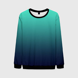 Свитшот мужской Градиент мягкий бирюзово-синий, цвет: 3D-черный