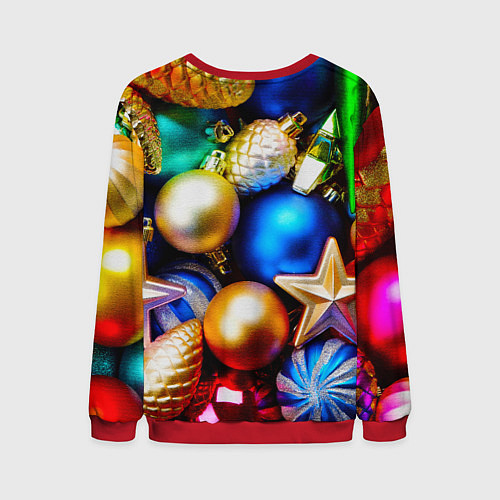 Мужской свитшот Новогодние украшения / 3D-Красный – фото 2