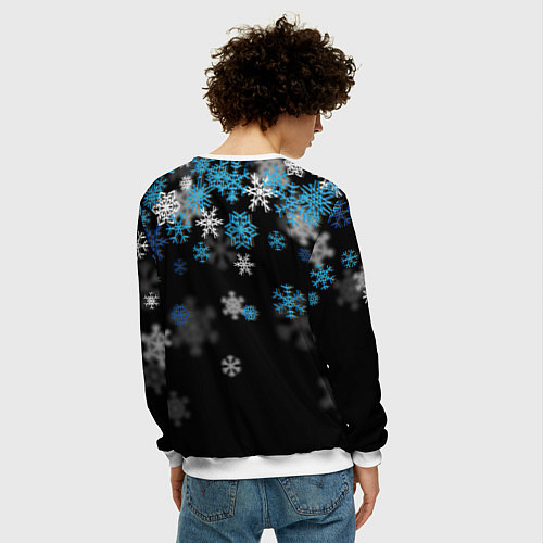 Мужской свитшот Снежинки объемные / 3D-Белый – фото 4