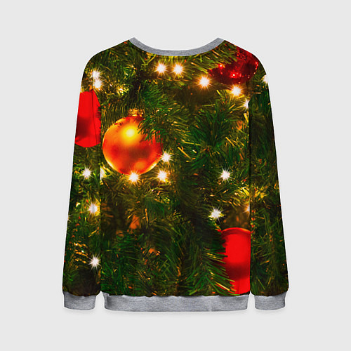 Мужской свитшот Новогодние украшения на ёлке / 3D-Меланж – фото 2