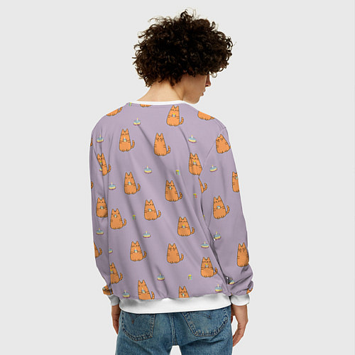 Мужской свитшот Праздничный кот Рыжинс / 3D-Белый – фото 4