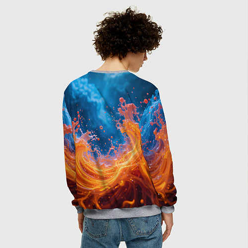 Мужской свитшот Яркое пламя в воде / 3D-Меланж – фото 4