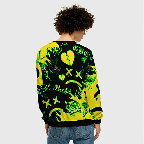 Мужской свитшот Lil Peep кислотные автографы / 3D-Черный – фото 4