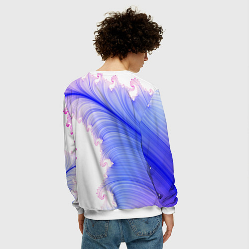 Мужской свитшот Узоры неон фрактал / 3D-Белый – фото 4