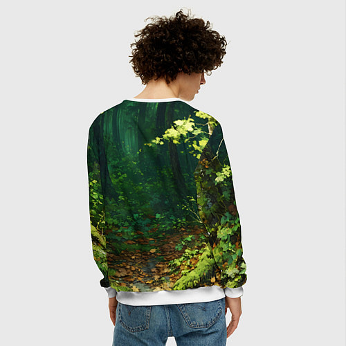 Мужской свитшот Зелёный летний лес / 3D-Белый – фото 4