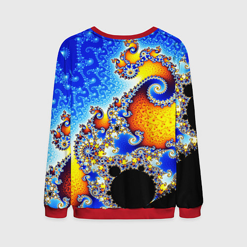 Мужской свитшот Фрактальный узор текстура синий / 3D-Красный – фото 2
