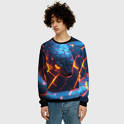 Свитшот мужской Змея с оранжевым неоном, цвет: 3D-черный — фото 2