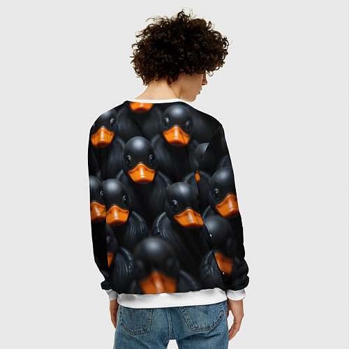 Мужской свитшот Черные уточки / 3D-Белый – фото 4
