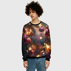 Свитшот мужской Фиолетовые новогодние шары, цвет: 3D-черный — фото 2