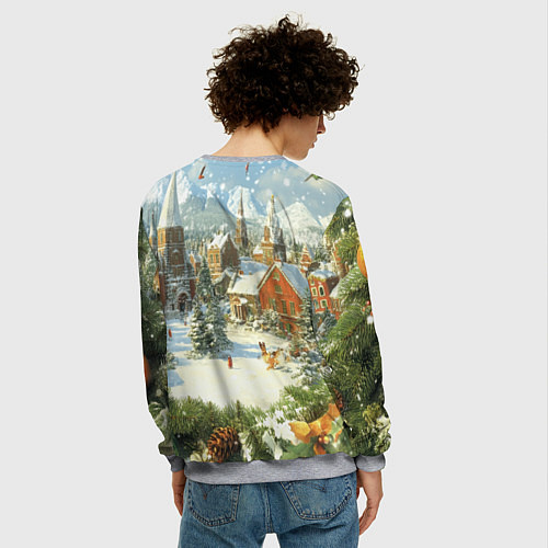 Мужской свитшот Фон рождества / 3D-Меланж – фото 4