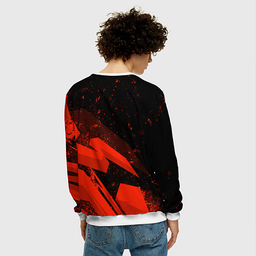 Мужской свитшот Stray kids - красная абстракция / 3D-Белый – фото 4
