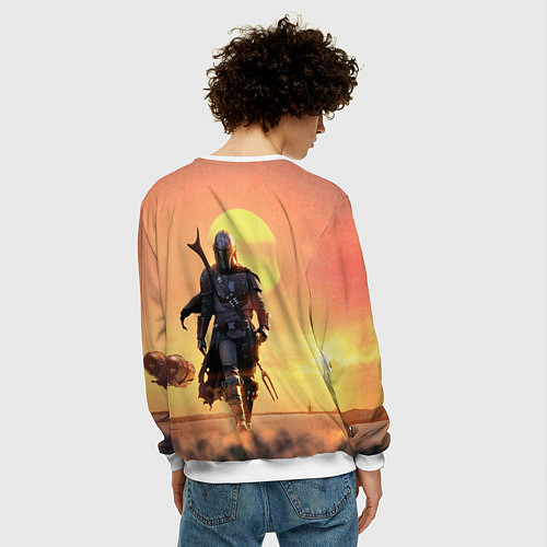 Мужской свитшот Идущий мандалорец / 3D-Белый – фото 4