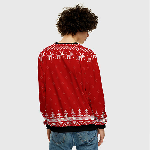 Мужской свитшот Новогодний Three Days Grace с оленями / 3D-Черный – фото 4