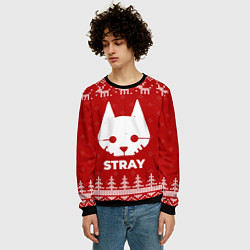 Свитшот мужской Новогодний Stray с оленями, цвет: 3D-черный — фото 2