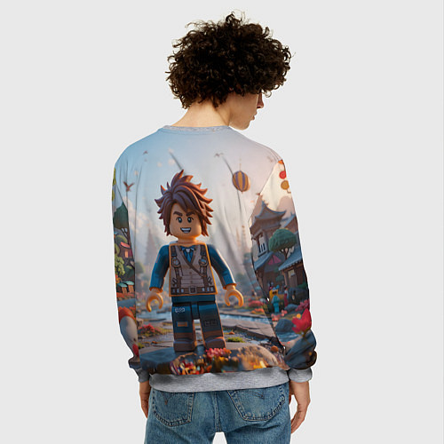 Мужской свитшот Роблокс в игровой стране / 3D-Меланж – фото 4