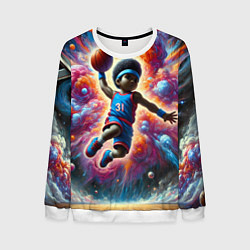 Свитшот мужской Бейсболист и космос, цвет: 3D-белый