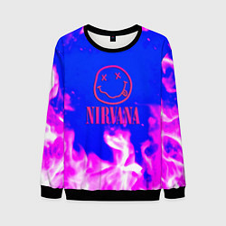 Свитшот мужской Nirvana neon flame, цвет: 3D-черный