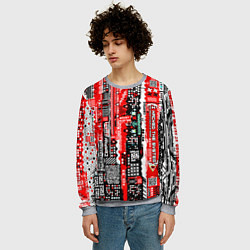 Свитшот мужской Киберпанк паттерн красный, цвет: 3D-меланж — фото 2