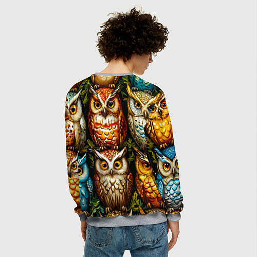 Мужской свитшот Много сов / 3D-Меланж – фото 4