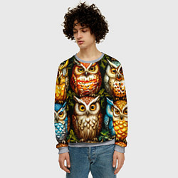 Свитшот мужской Много сов, цвет: 3D-меланж — фото 2