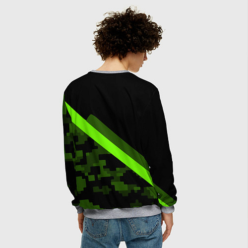 Мужской свитшот Portal camo steel geometry / 3D-Меланж – фото 4