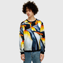 Свитшот мужской Стая пингвинов, цвет: 3D-черный — фото 2