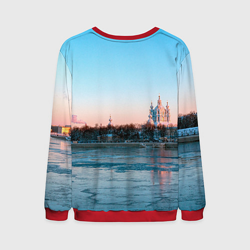 Мужской свитшот Смольный собор в Санкт-Петербурге / 3D-Красный – фото 2
