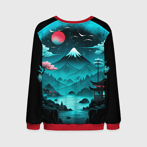 Мужской свитшот Коллаж из природы Японии / 3D-Красный – фото 2
