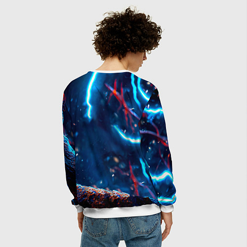 Мужской свитшот Снигирь и молнии / 3D-Белый – фото 4