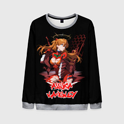 Свитшот мужской Аска Ленгли с копьем - Евангелион, цвет: 3D-меланж
