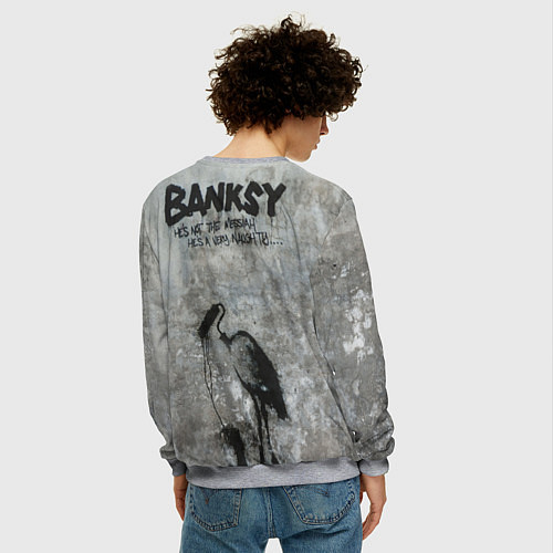 Мужской свитшот Banksy - peace / 3D-Меланж – фото 4