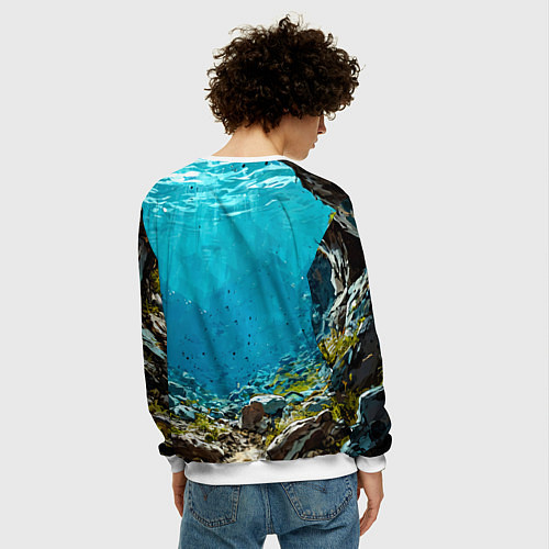 Мужской свитшот Злобная акула / 3D-Белый – фото 4