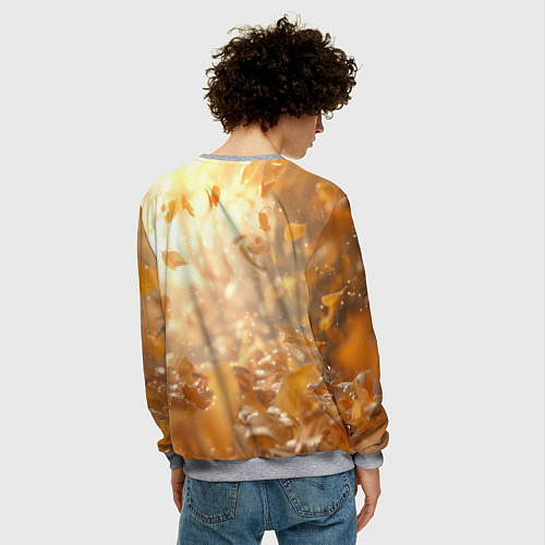 Мужской свитшот Рыжая лисица в осеннем лесу / 3D-Меланж – фото 4