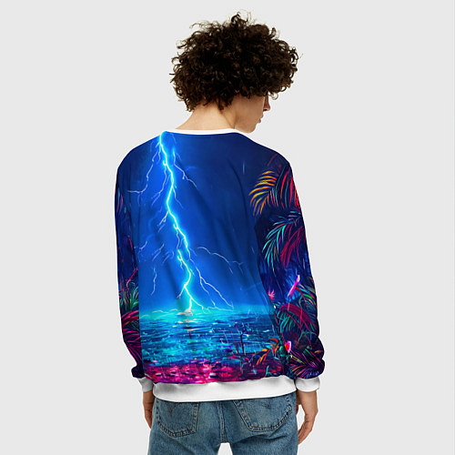 Мужской свитшот Фламинго и молния / 3D-Белый – фото 4