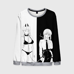 Свитшот мужской Пауэр и мисс Макима -Человек бензопила, цвет: 3D-меланж