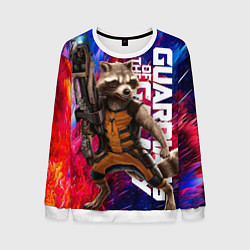 Свитшот мужской Стражи галактики - Ракета, цвет: 3D-белый