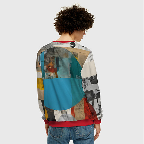 Мужской свитшот Абстрактный ретро коллаж / 3D-Красный – фото 4