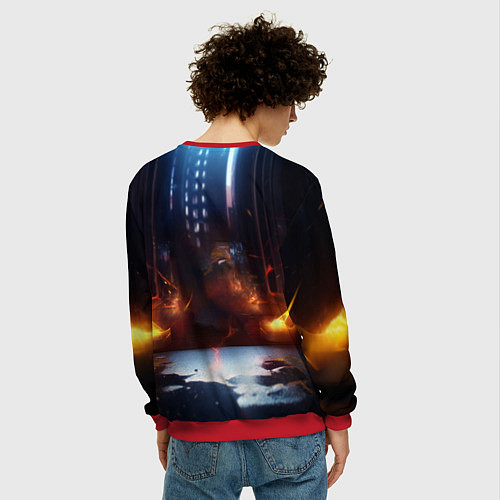 Мужской свитшот Пикачу на диджейской стойке / 3D-Красный – фото 4