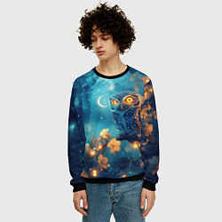 Свитшот мужской Сова на ветке дерева, цвет: 3D-черный — фото 2