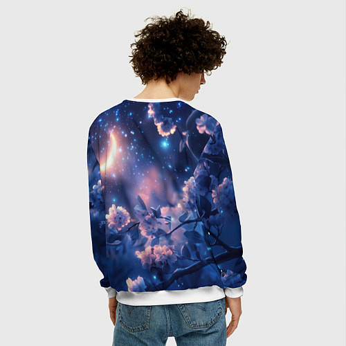 Мужской свитшот Сова под луной / 3D-Белый – фото 4