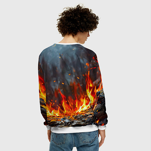 Мужской свитшот Енот в огне / 3D-Белый – фото 4