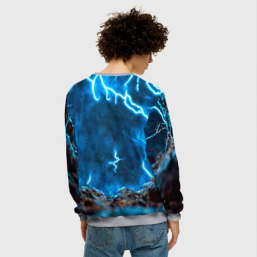 Мужской свитшот Свинья и разряды молний / 3D-Меланж – фото 4